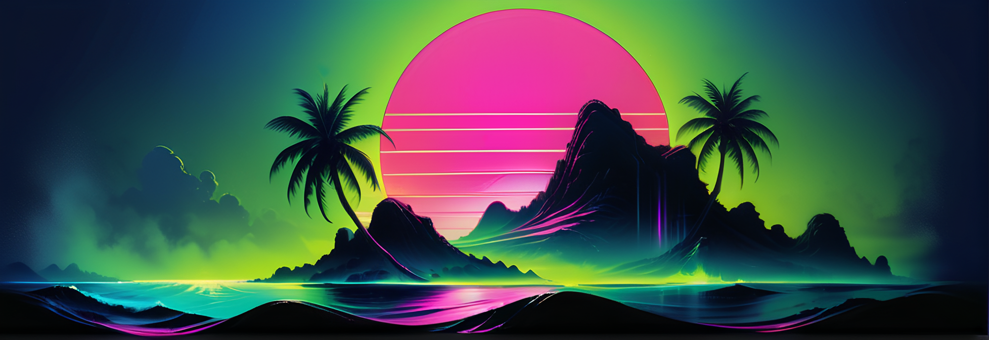 Synthwave Beach Badge